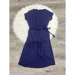 Egs Brand Women's Navy Blue Maxi Dress Size Xlarge Front Slit Tie‎ Around Dress